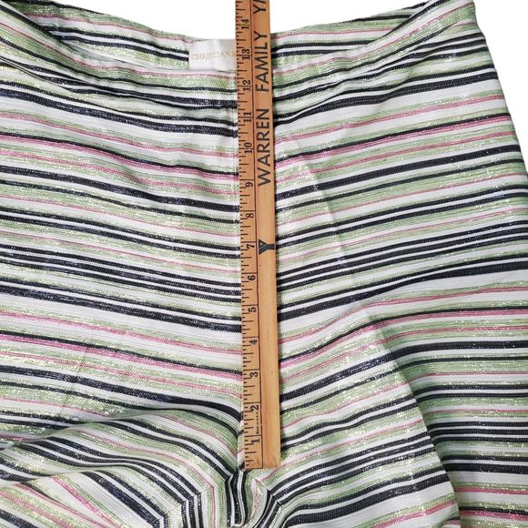 Christian Siriano Runway Multi Striped Pants Metallic High Waisted Cropped sz 10 - Picture 5 of 7
